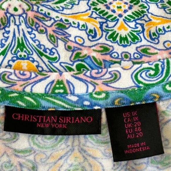 Christian Siriano Women's Plus 1X Geometric Scoop Neck Blouse Multicolor - Picture 2 of 7